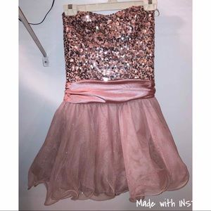 Sparkly ballet pink strapless formal dress